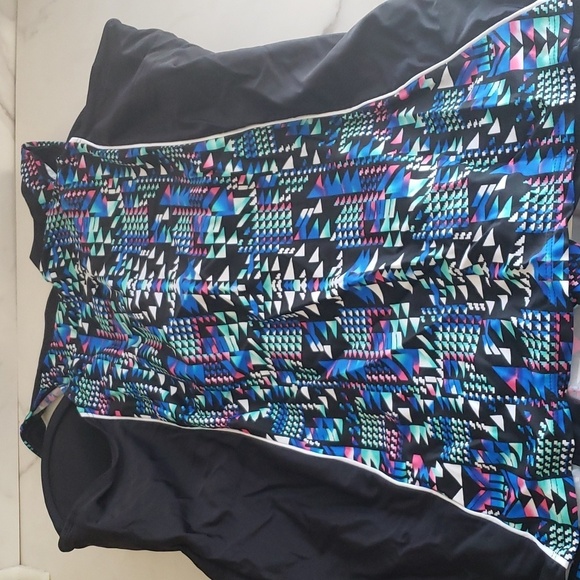 EVALESS Printed Two Piece Swimsuit Zipper Tankini Swimsuit with Skirt 3X NWOT - Picture 7 of 12